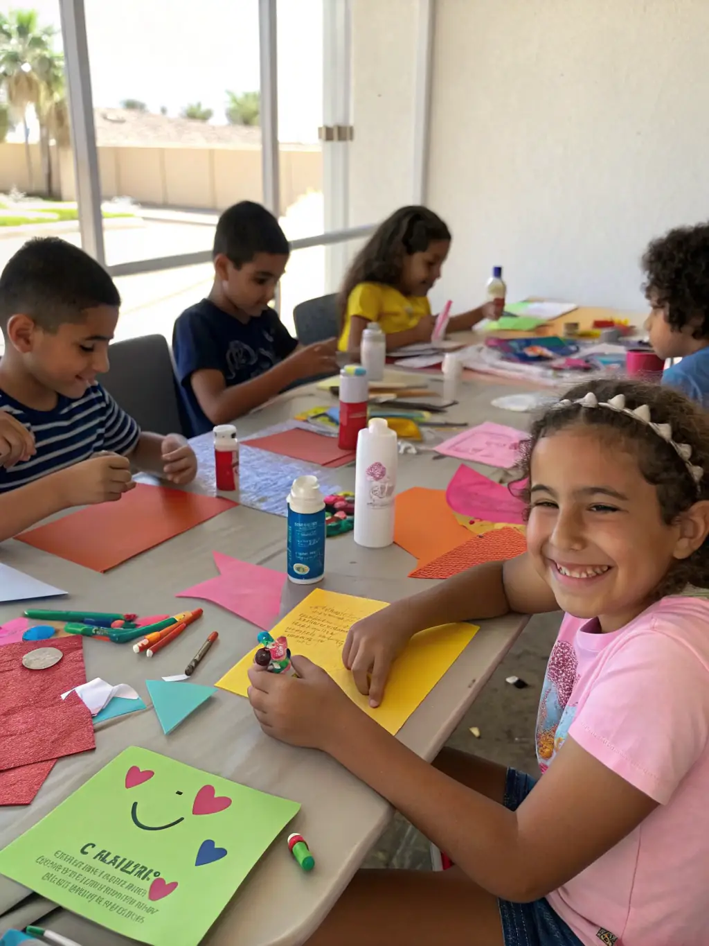 A photograph of children participating in a knot-tying activity during a maritime-themed summer camp at the museum.